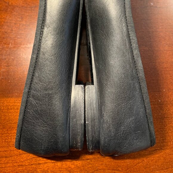 Authentic Chanel Lambskin Leather Ballet Flats 36.5 Black CC Bow Patent Cap Toe - Picture 6 of 16